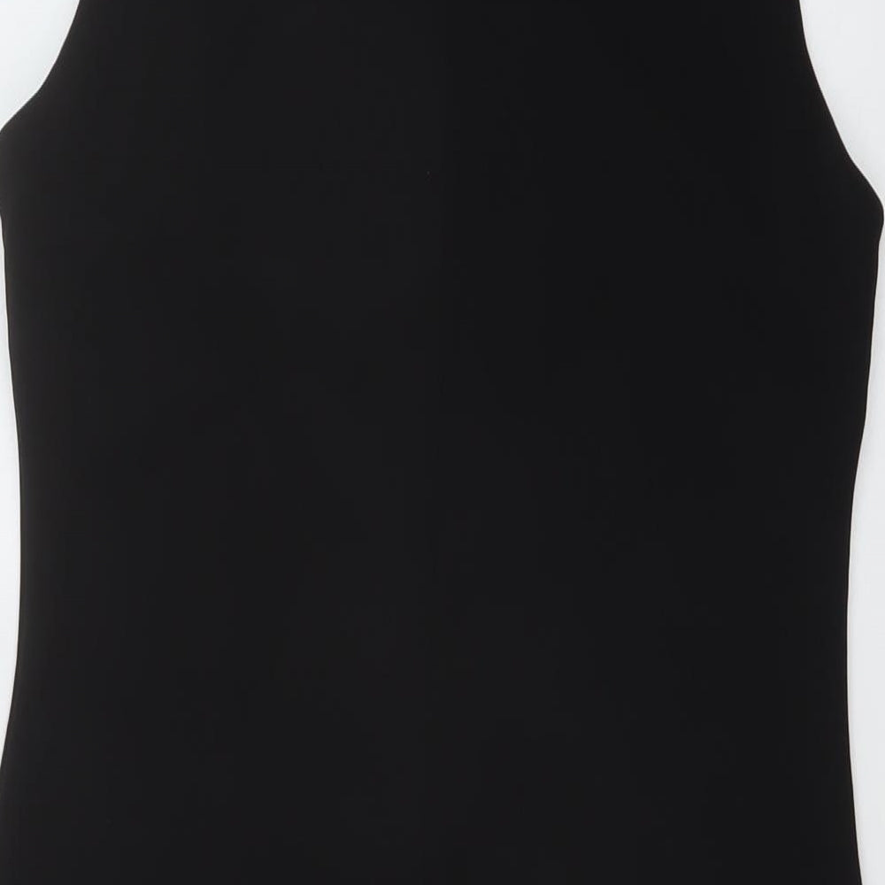 Wallis Womens Black Polyester A-Line Size 12 Mock Neck Zip