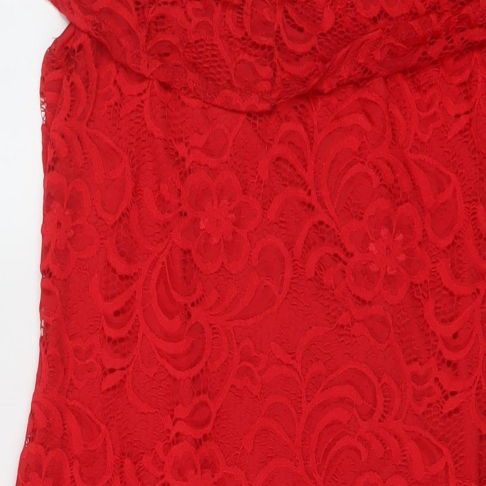 Select Womens Red Polyester Sheath Size 16 Square Neck Pullover