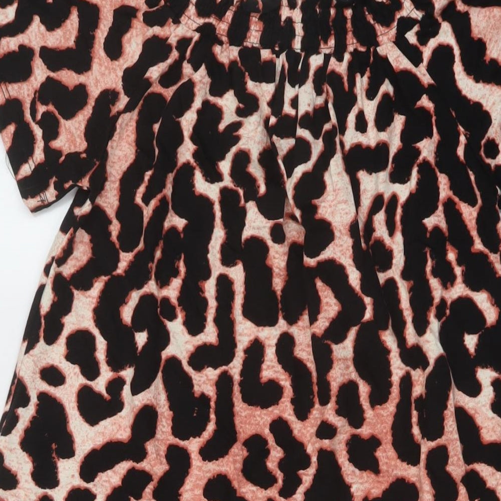 Roman Womens Multicoloured Animal Print Cotton A-Line Size 10 Square Neck Pullover