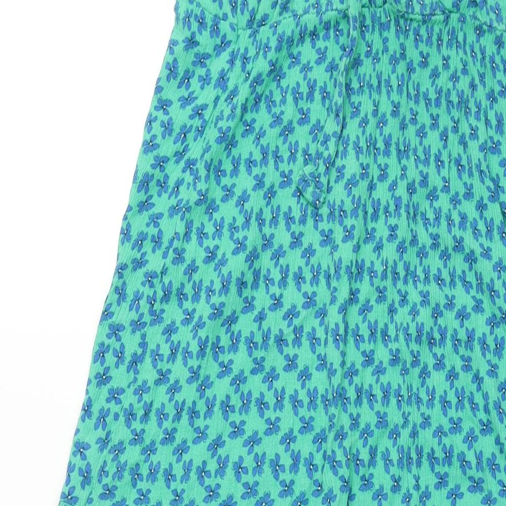 Stradivarius Womens Green Floral Polyester Maxi Size S V-Neck Tie