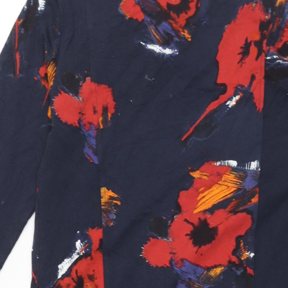 Thought Womens Blue Fair Isle Viscose Shift Size 8 Round Neck Pullover - Pocket