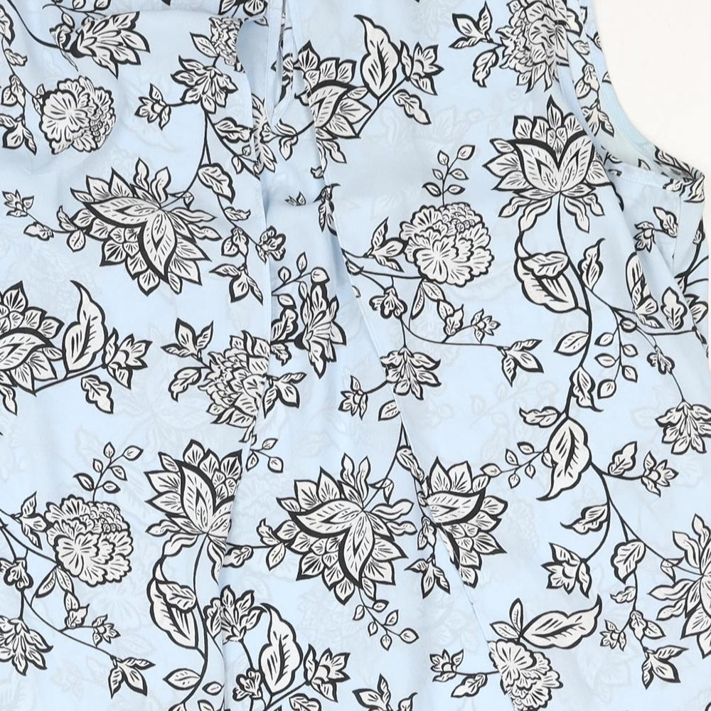 M&Co Womens Blue Floral Polyester Camisole Blouse Size 12 Round Neck