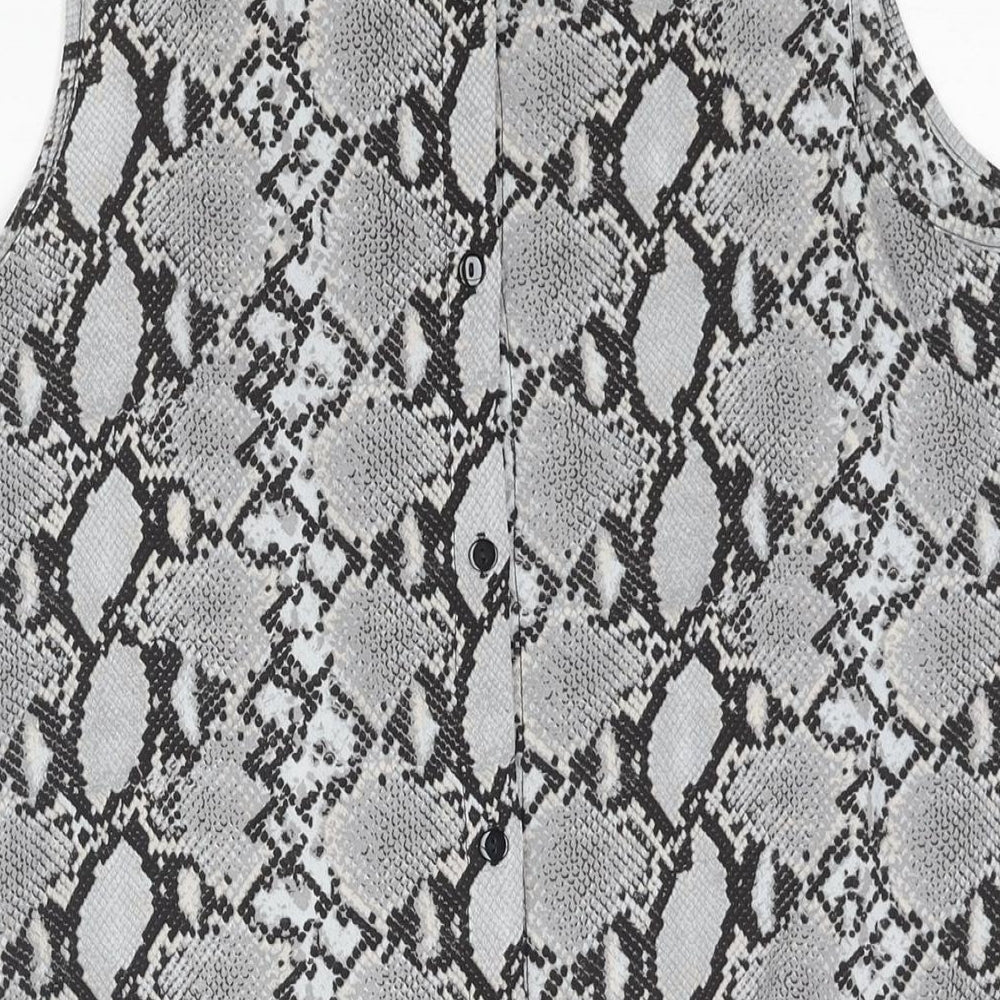 New Look Womens Grey Animal Print Polyester Camisole Blouse Size 12 Round Neck - Snakeskin Print
