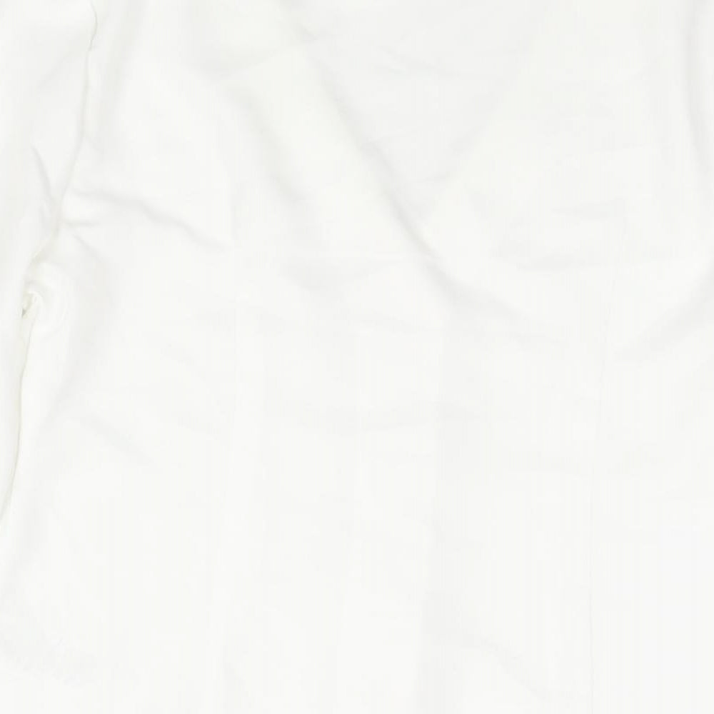 Fashion Union Womens White Polyester Basic Button-Up Size 8 V-Neck - Frill