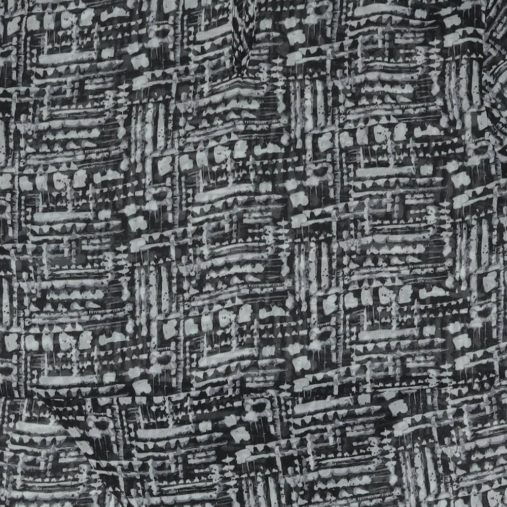 Label Lab Womens Grey Geometric Polyester Basic Blouse Size 14 Round Neck - Hi-Low Hem Buckle Detail
