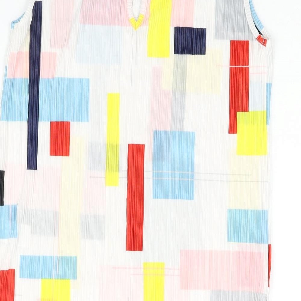 NEXT Womens Multicoloured Geometric Polyester Tunic Blouse Size 8 Round Neck - Side Slits