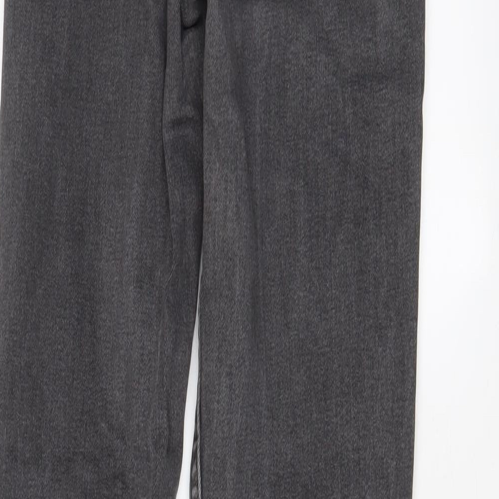 H&M Womens Grey Cotton Straight Jeans Size 8 L26 in Regular Zip