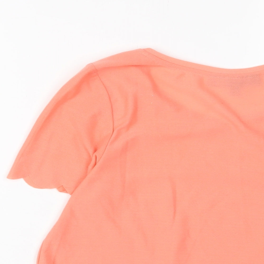 Topshop Womens Pink Polyester Cropped T-Shirt Size 8 Crew Neck - Lettuce Edging