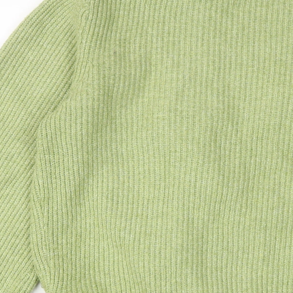 Marks & Spencer Womens Green V-Neck Cotton Pullover Jumper Size S