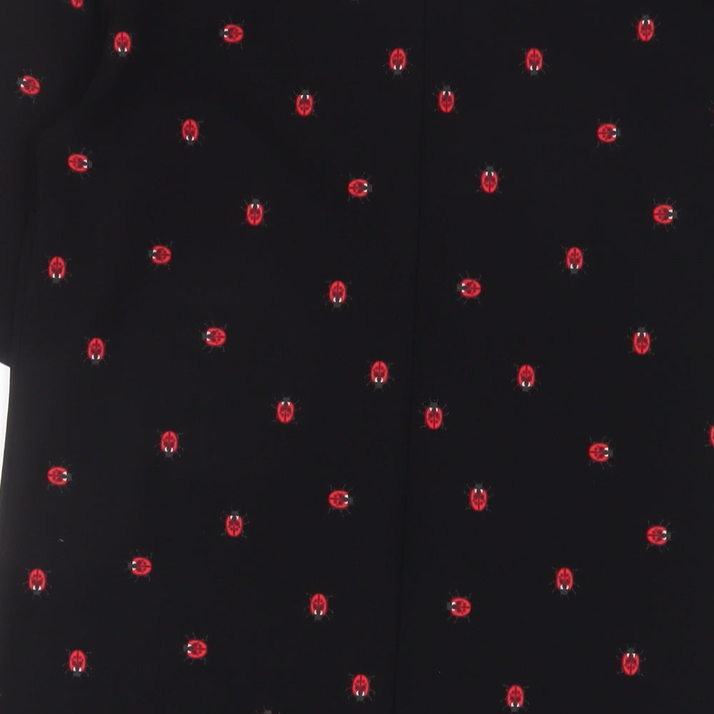 NEXT Womens Black Geometric Polyester Sheath Size 10 Boat Neck Button - Ladybirds