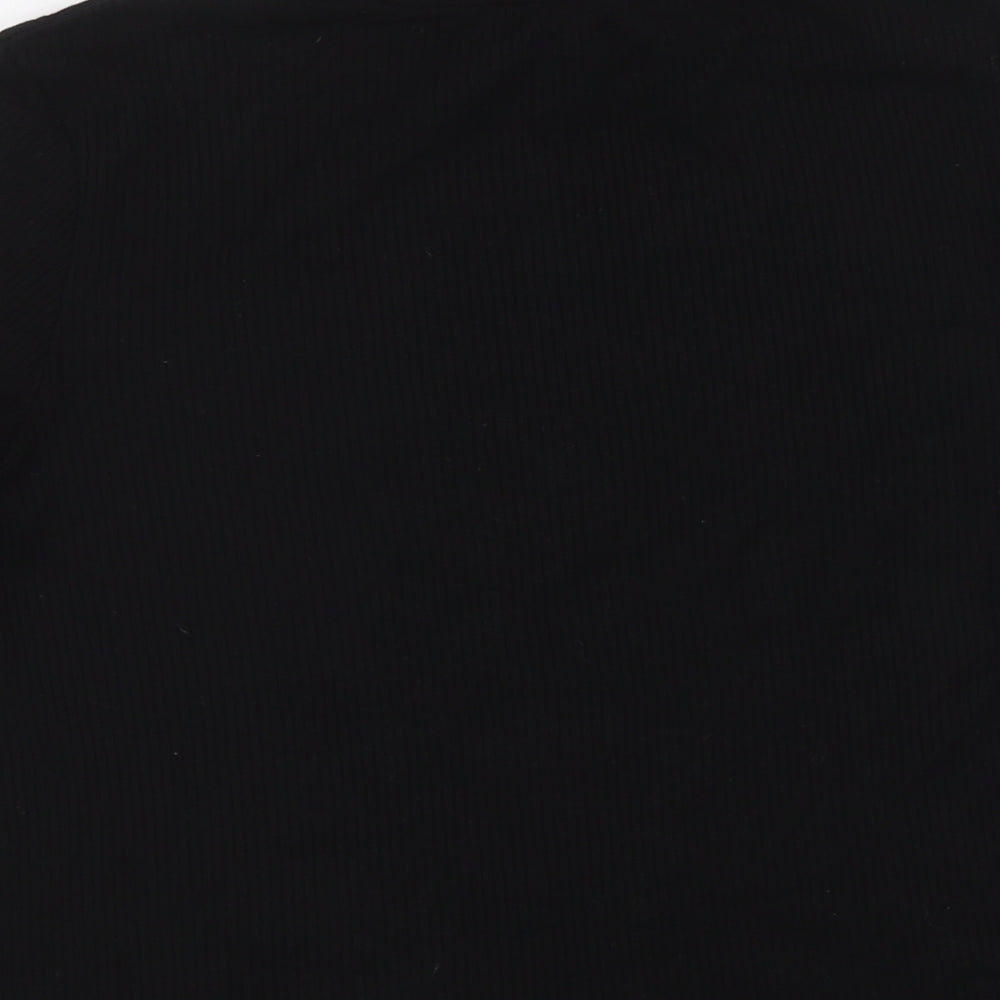 Warehouse Womens Black Viscose Basic Blouse Size M Mock Neck - Ribbed