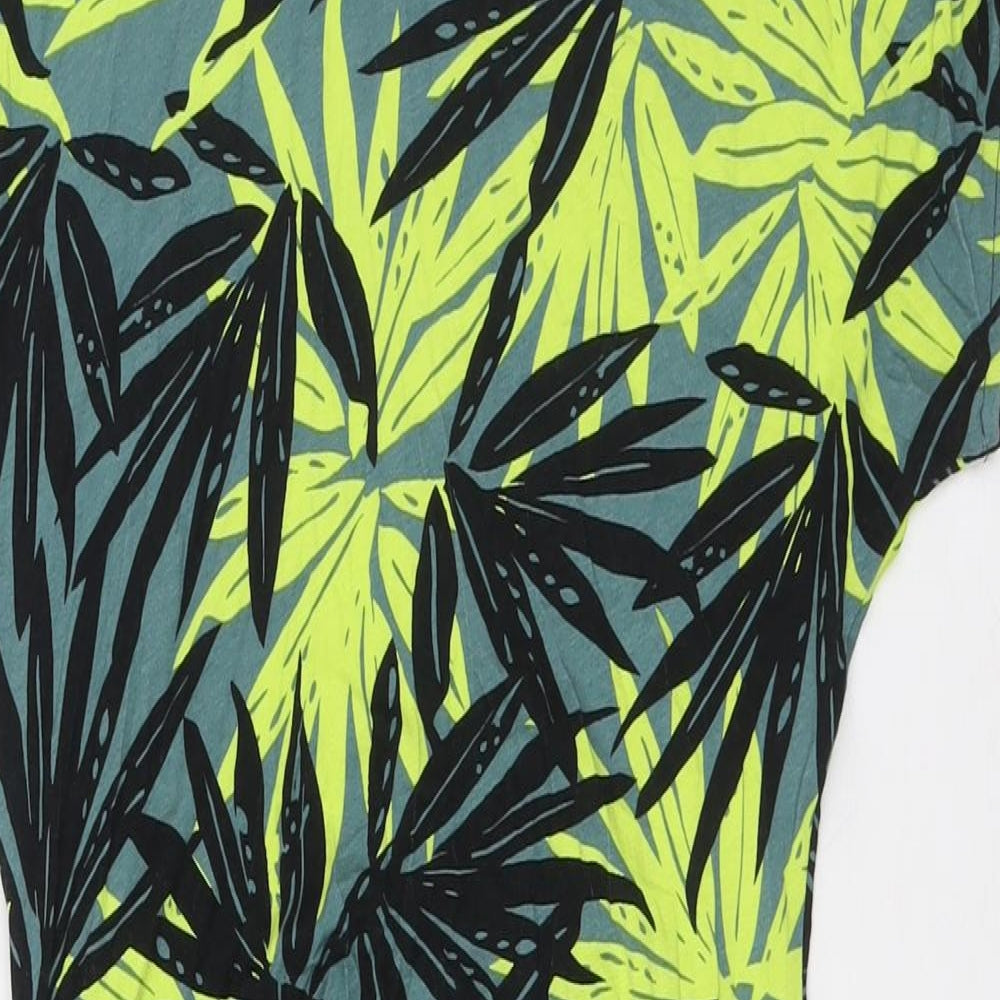 Principles Womens Green Viscose A-Line Size 12 Round Neck - Leaf Print