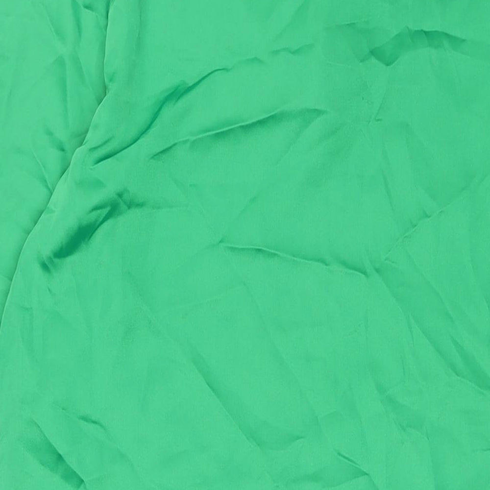Zara Womens Green Polyester A-Line Size M V-Neck