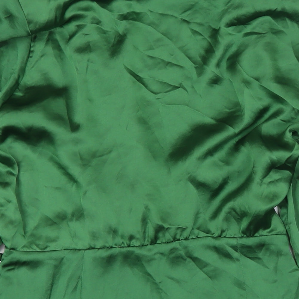 Zara Womens Green Polyester Wrap Dress Size S V-Neck Zip - Collared