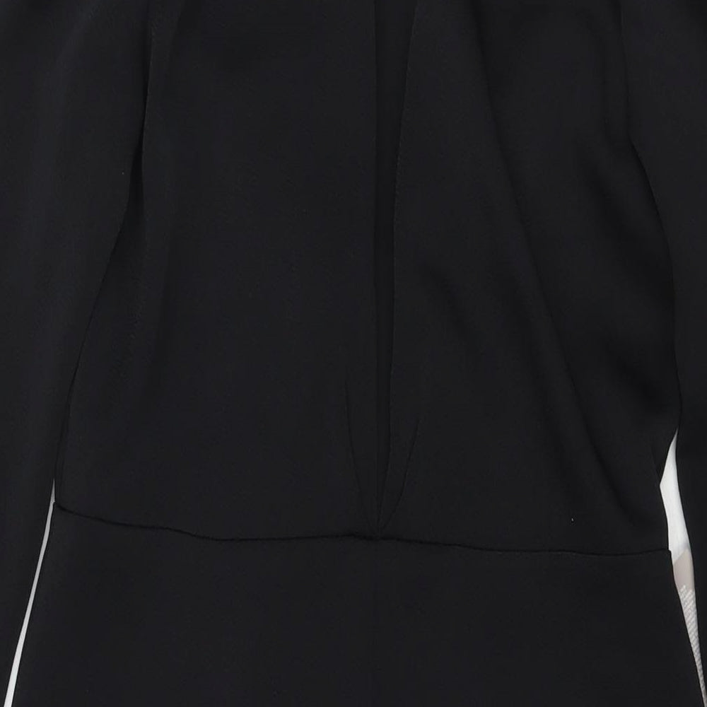 H&M Womens Black Polyester Jacket Dress Size 10 V-Neck Hook & Eye