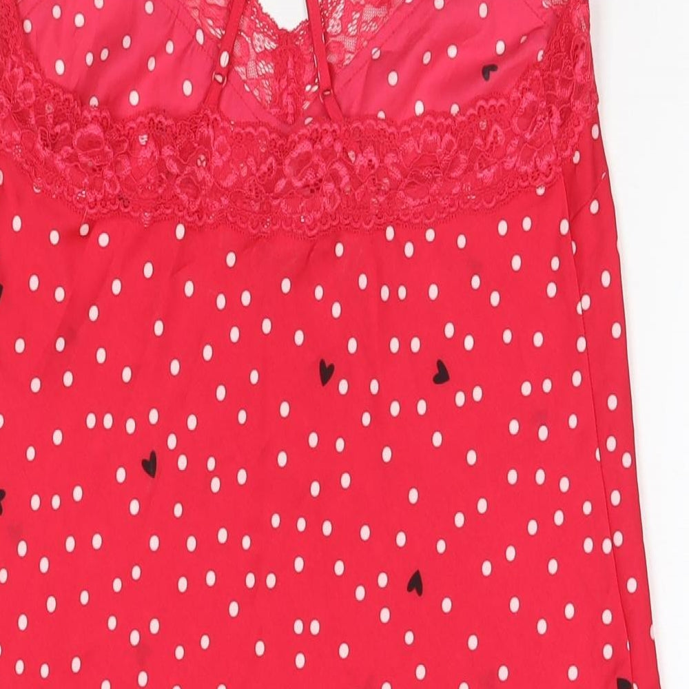 Marks & Spencer Womens Red Polka Dot Polyester Babydoll Dress Size 10 - Hearts