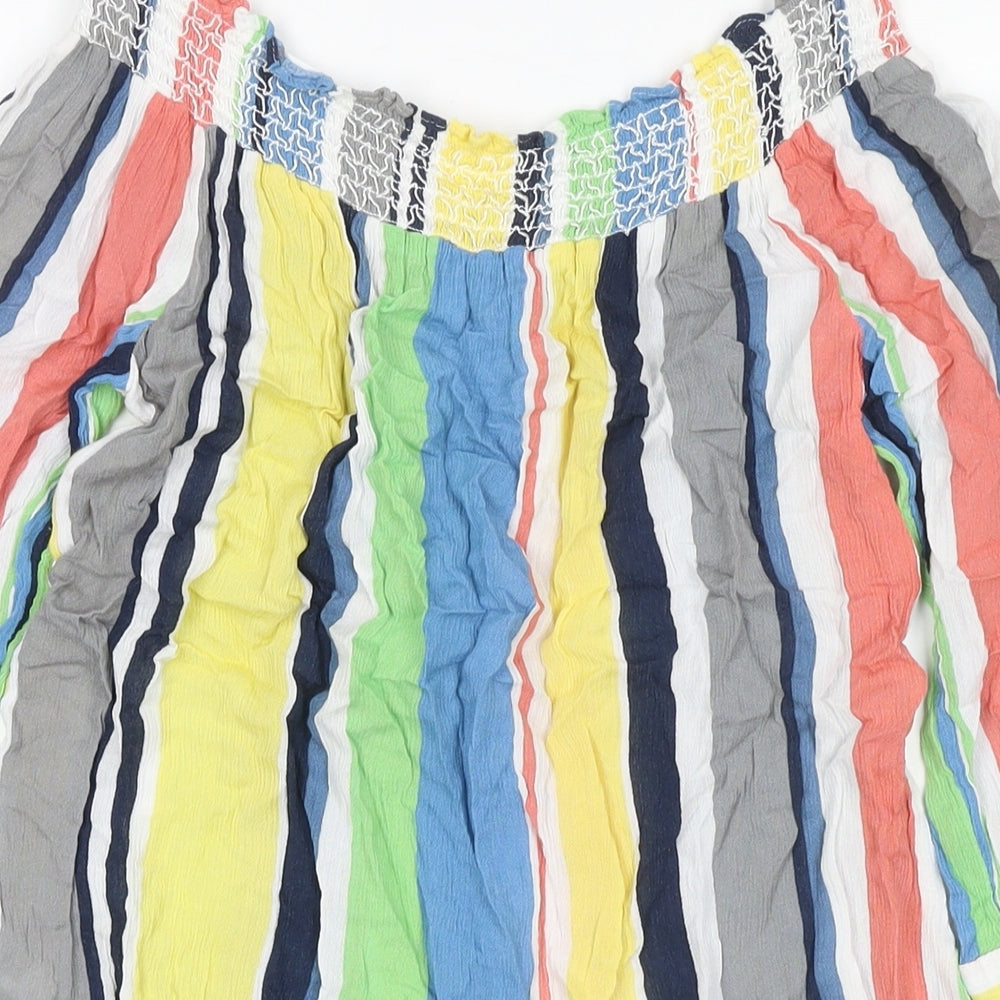 NEXT Womens Multicoloured Striped Viscose Basic Button-Up Size 14 Round Neck