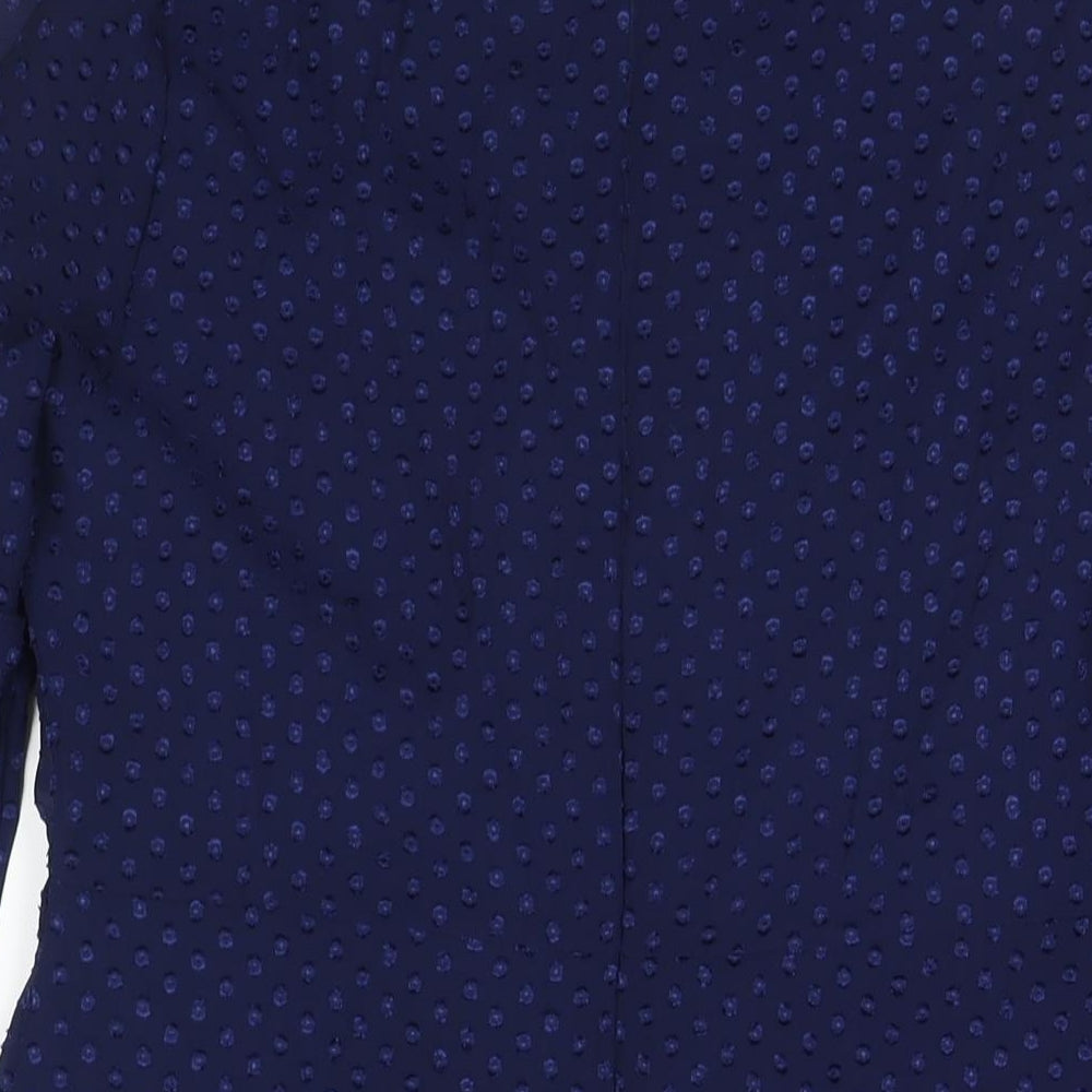 Stella Womens Blue Polka Dot Polyester Fit & Flare Size 12 V-Neck Zip