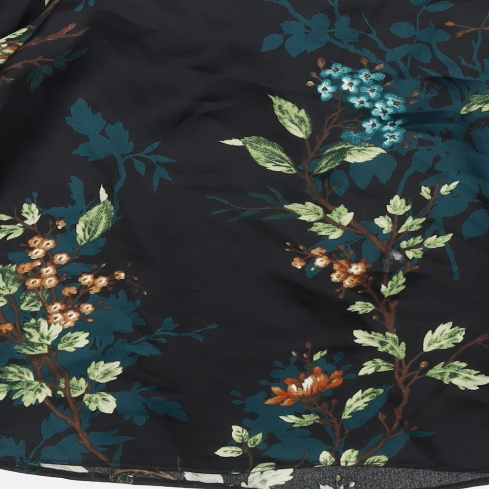 Dorothy Perkins Womens Black Floral Polyester Basic Blouse Size 4 Off the Shoulder