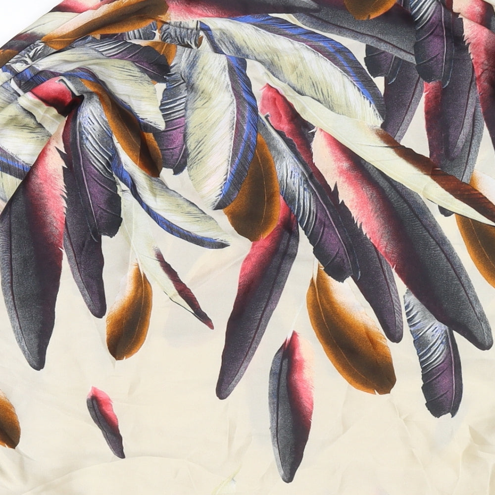 Zara Womens Multicoloured Polyester Tunic Blouse Size XS V-Neck - Feathers