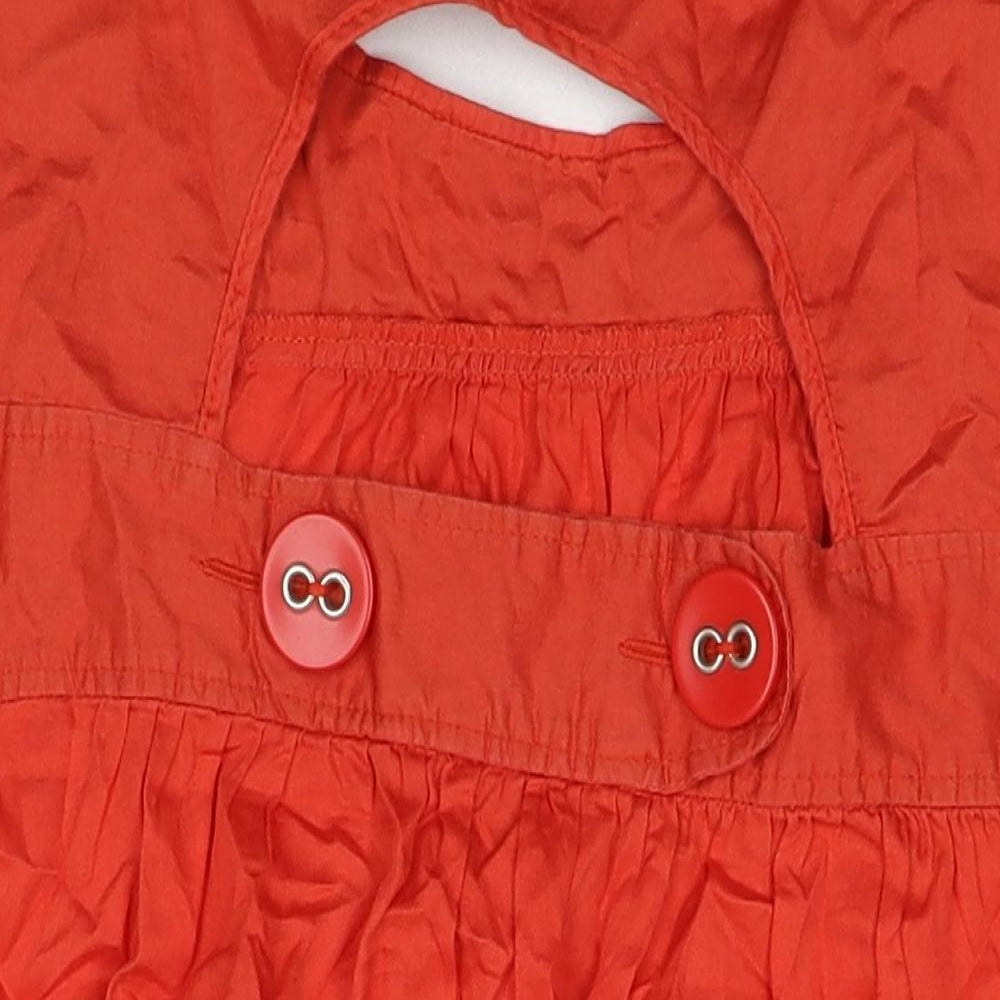 New Look Womens Red Cotton Tank Dress Size 16 Round Neck Pullover