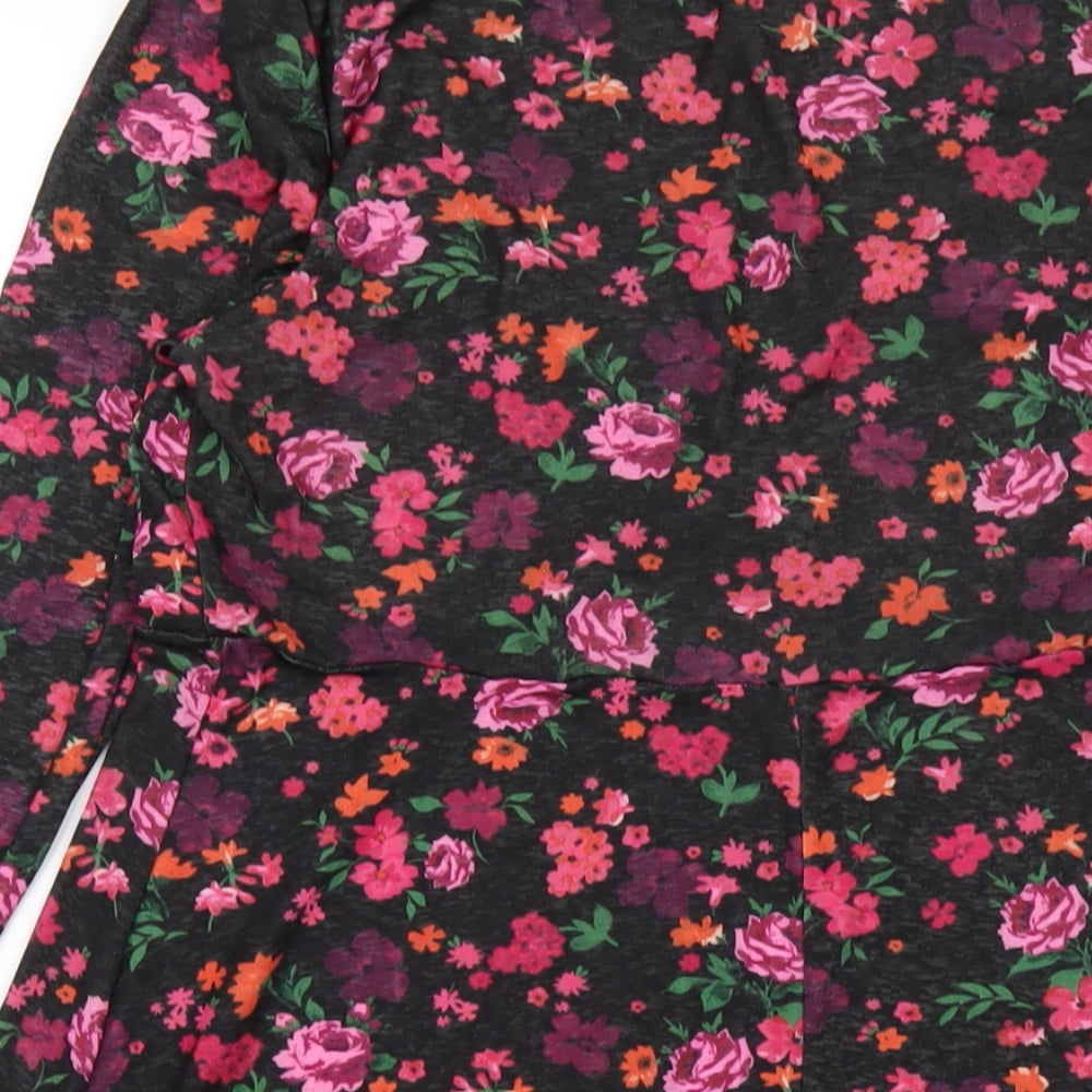 New Look Womens Beige Floral Polyester A-Line Size 12 Round Neck Pullover