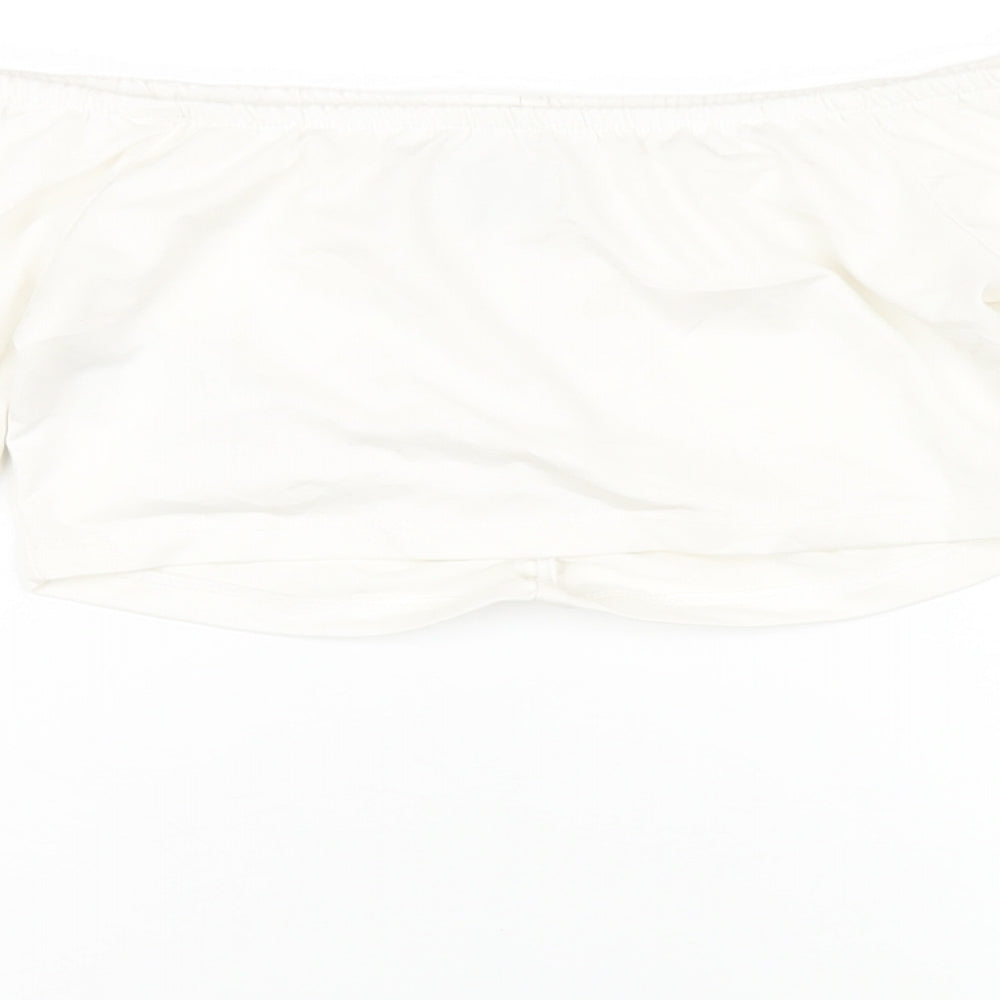 NA-KD Womens White Modal Cropped T-Shirt Size M Off the Shoulder - `