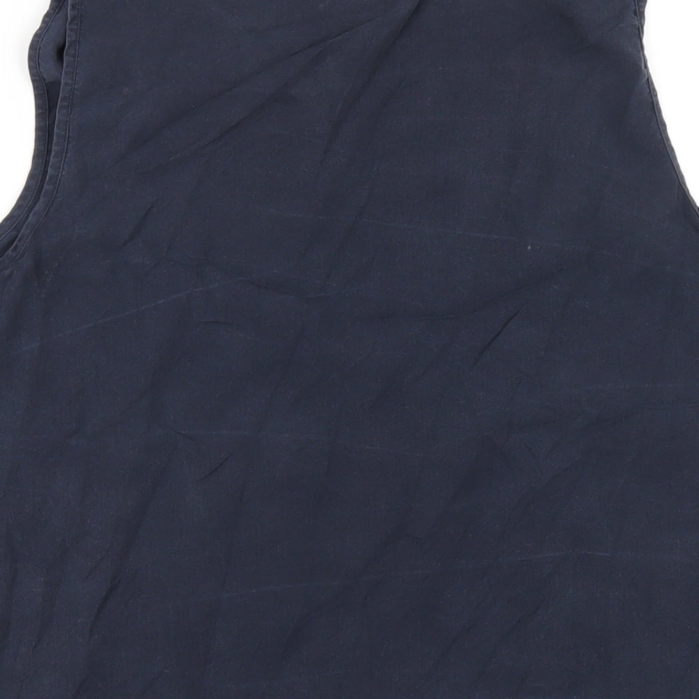 Zara Womens Blue Lyocell Basic Tank Size S Scoop Neck