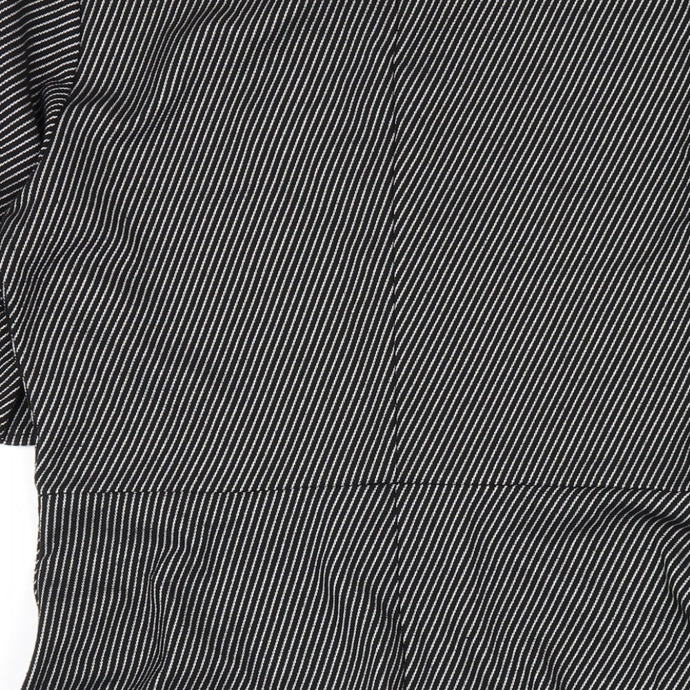 Mango Womens Black Striped Polyester A-Line Size L Round Neck Pullover