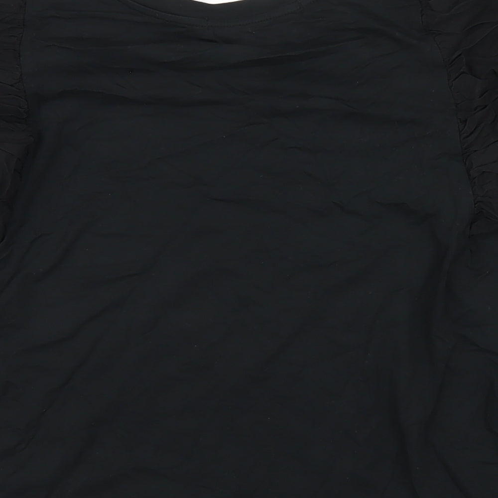Coast Womens Black Cotton Basic T-Shirt Size M Round Neck