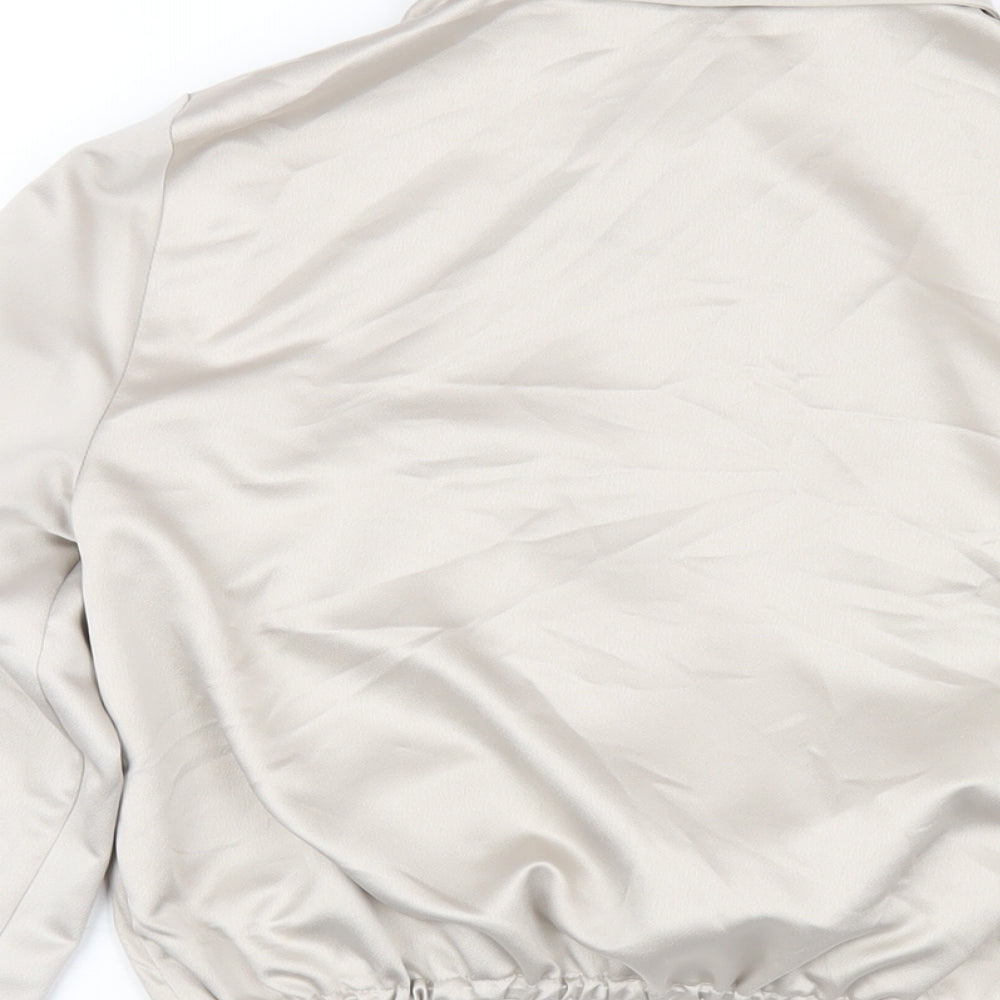 Topshop Womens Beige Polyester Cropped Button-Up Size 4 Collared