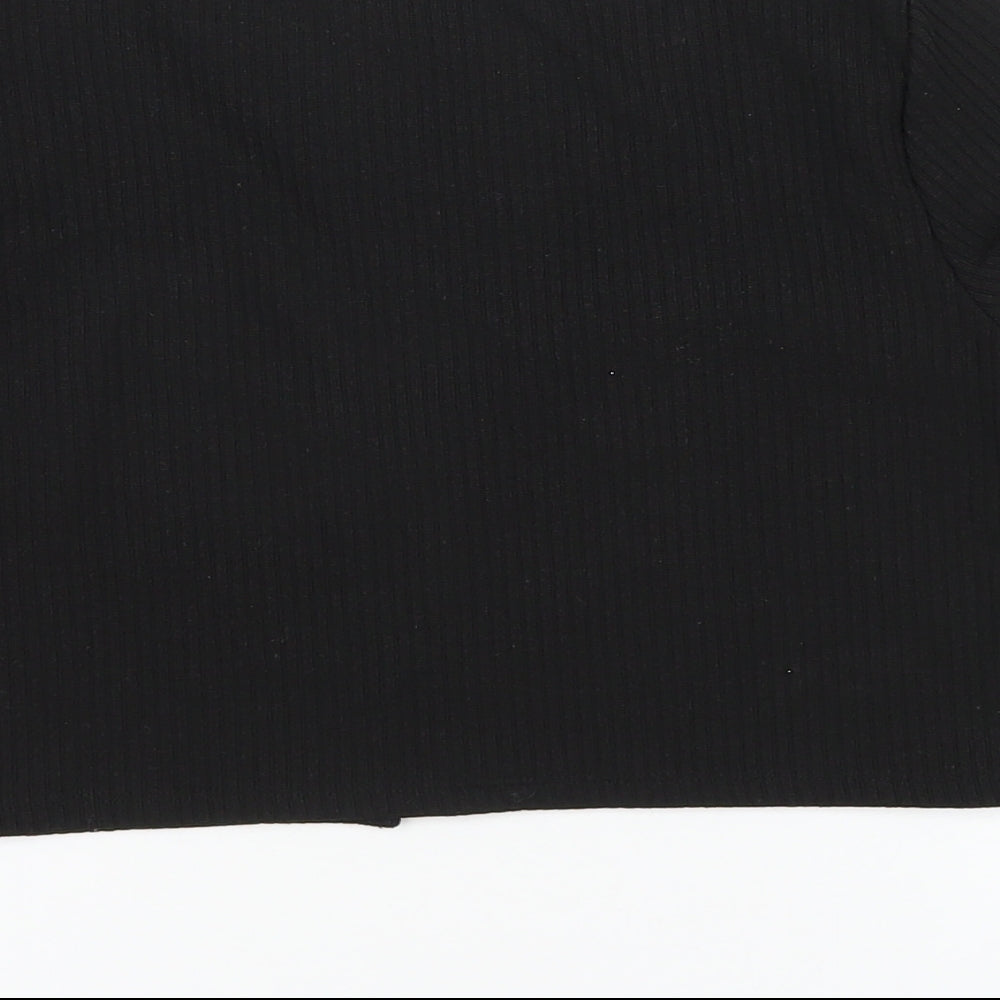 H&M Womens Black Polyester Basic T-Shirt Size M Scoop Neck