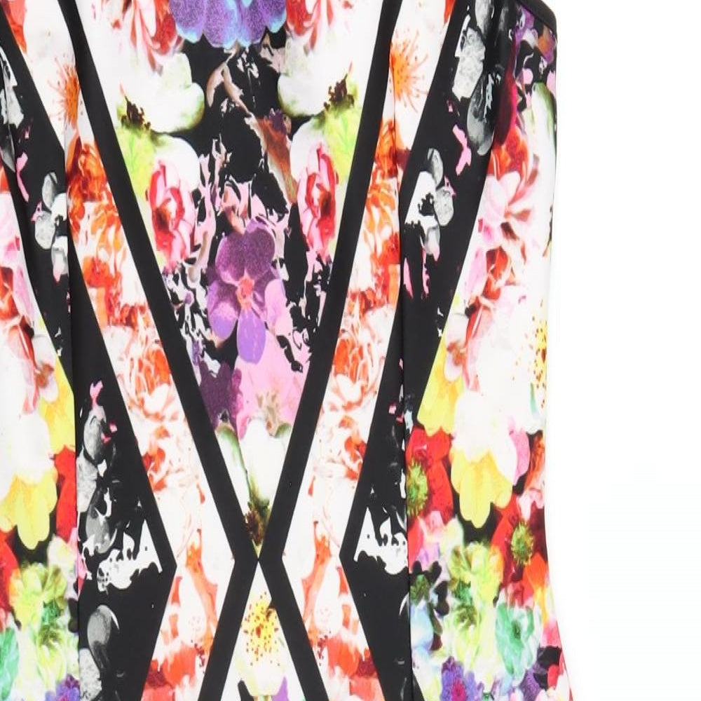 Spense Womens Multicoloured Floral Polyester Bodycon Size 8 V-Neck Pullover
