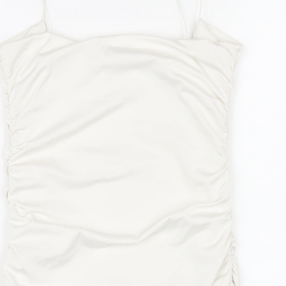 Oh Polly Womens White Polyester Bodycon Size 10 Round Neck Pullover