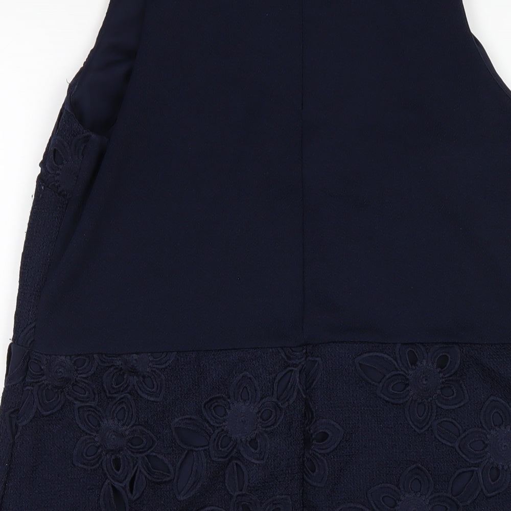Warehouse Womens Blue Polyester A-Line Size 12 Round Neck Zip