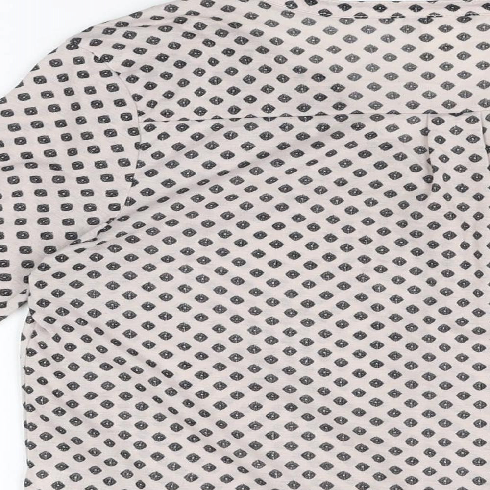 H&M Womens Pink Geometric Polyester Basic T-Shirt Size S V-Neck
