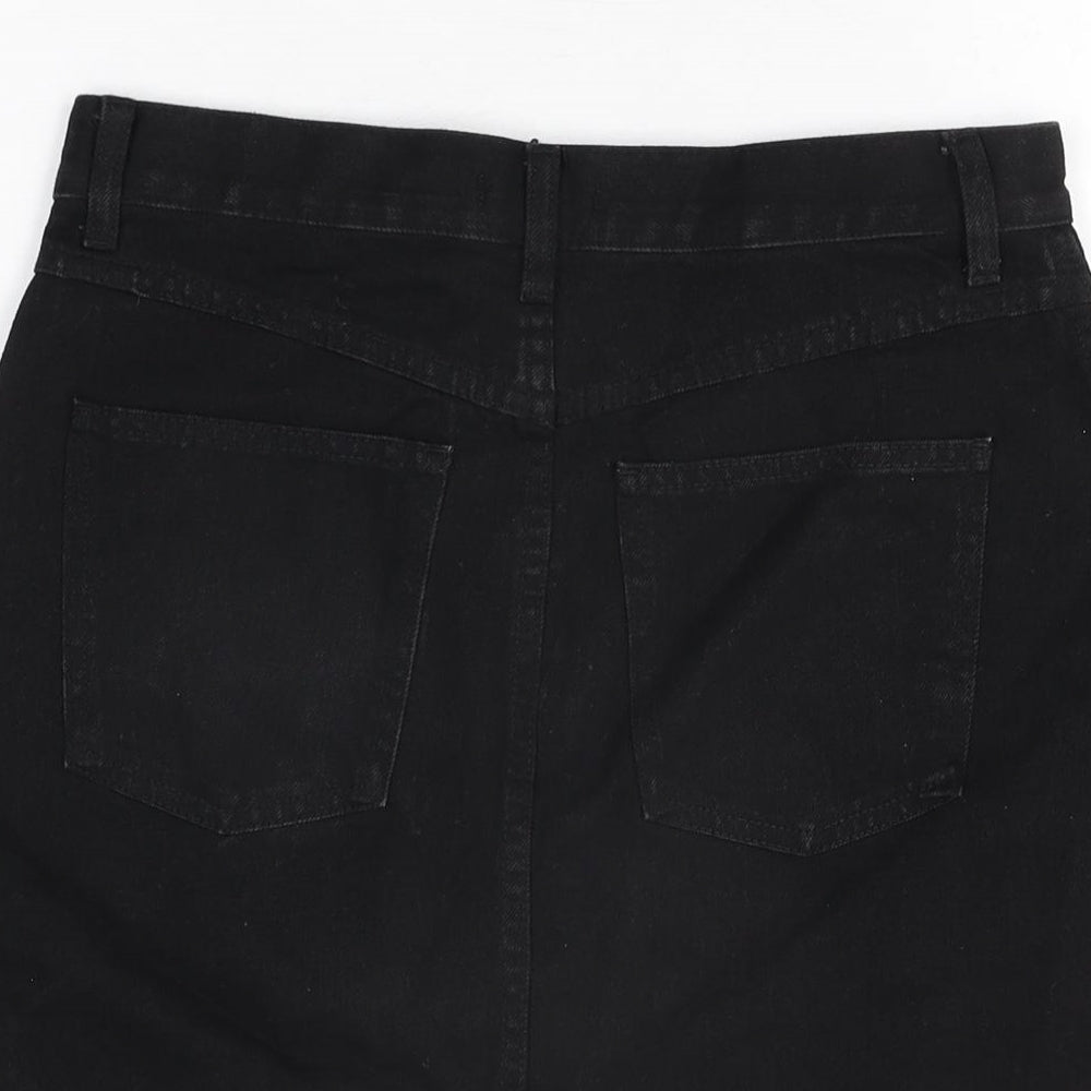 Uniqlo Womens Black Cotton A-Line Skirt Size 27 in Zip