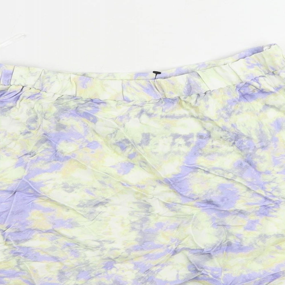 Zara Womens Multicoloured Viscose Mini Skirt Size XS - Elastic Waist Tie Dye