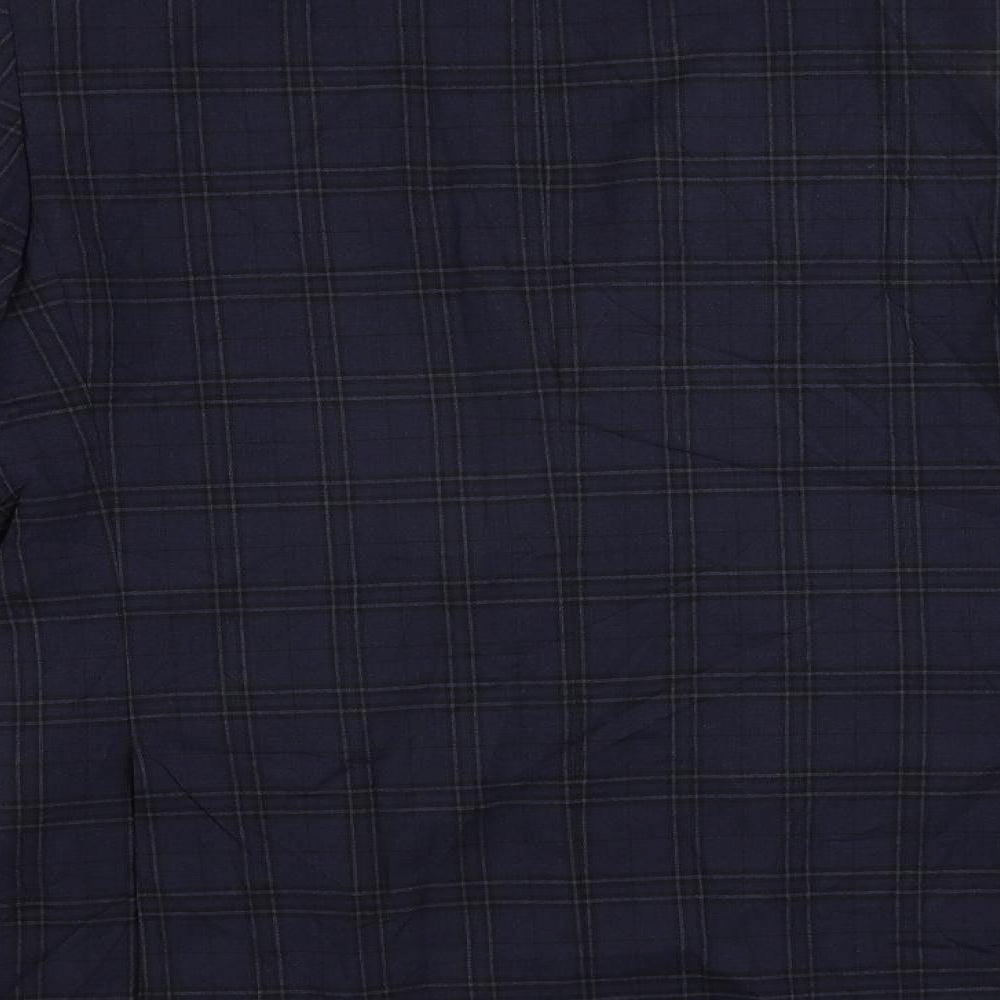 Marks & Spencer Mens Blue Plaid Polyester Jacket Suit Jacket Size 40 Regular