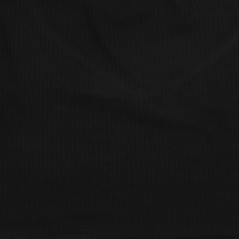 Cider Womens Black Polyester Cropped T-Shirt Size XL V-Neck - Ribbed