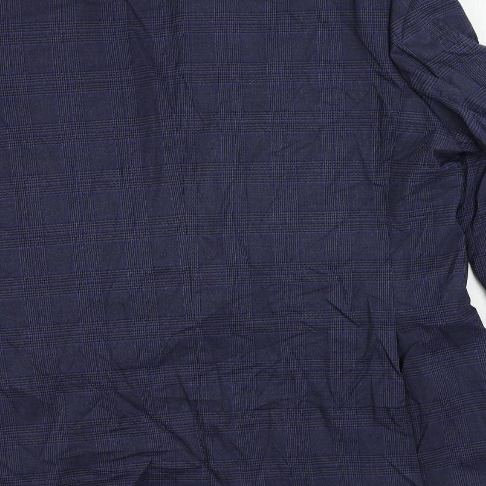 Marks & Spencer Mens Blue Plaid Viscose Jacket Suit Jacket Size 44 Regular