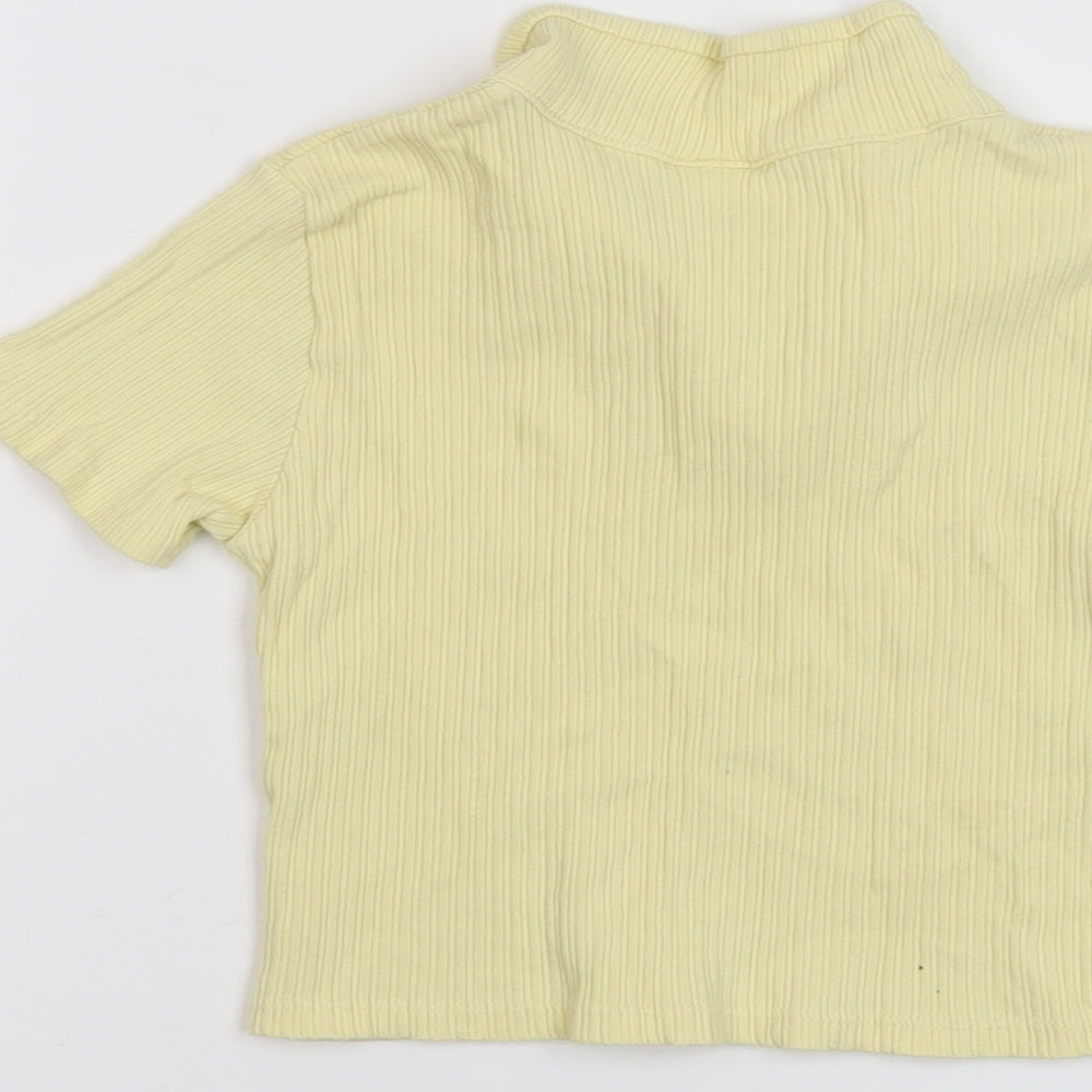 Zara Girls Yellow Polyester Basic Polo Size 9 Years Collared Pullover