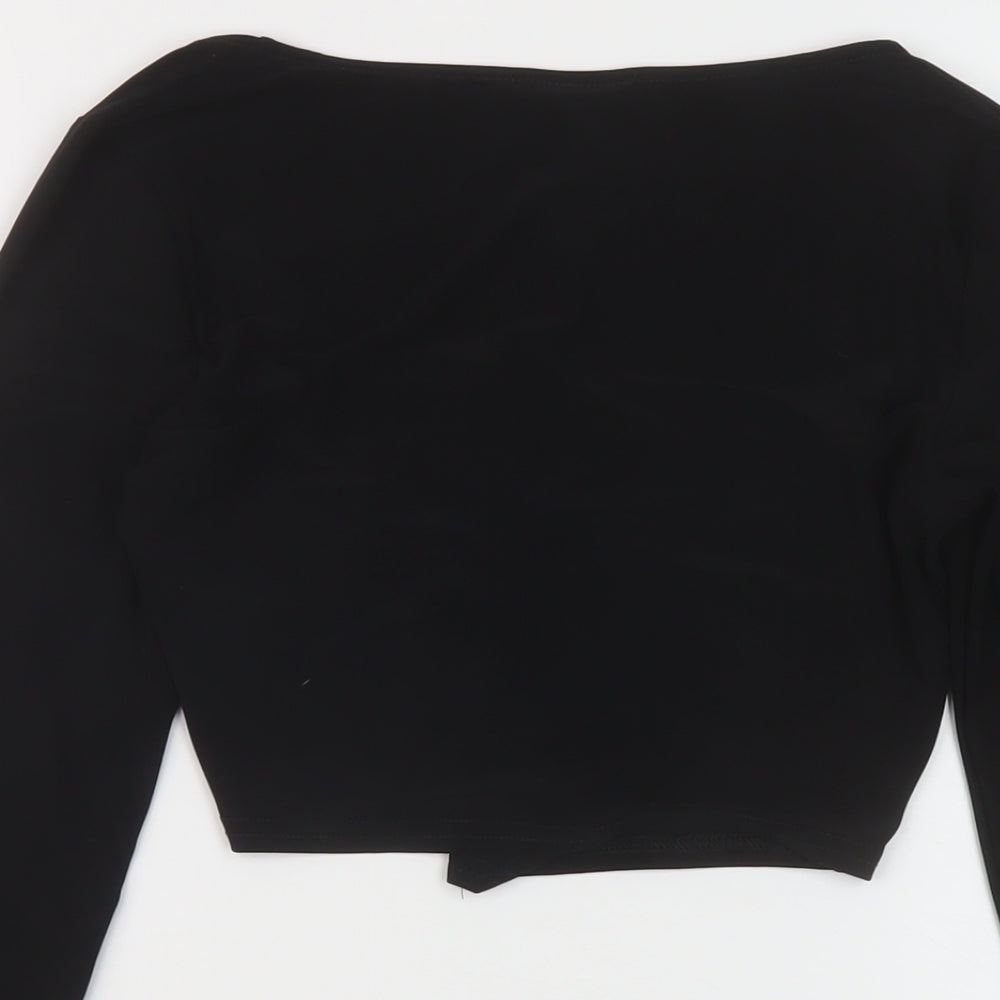 ASOS Womens Black Polyester Cropped Blouse Size 8 Scoop Neck