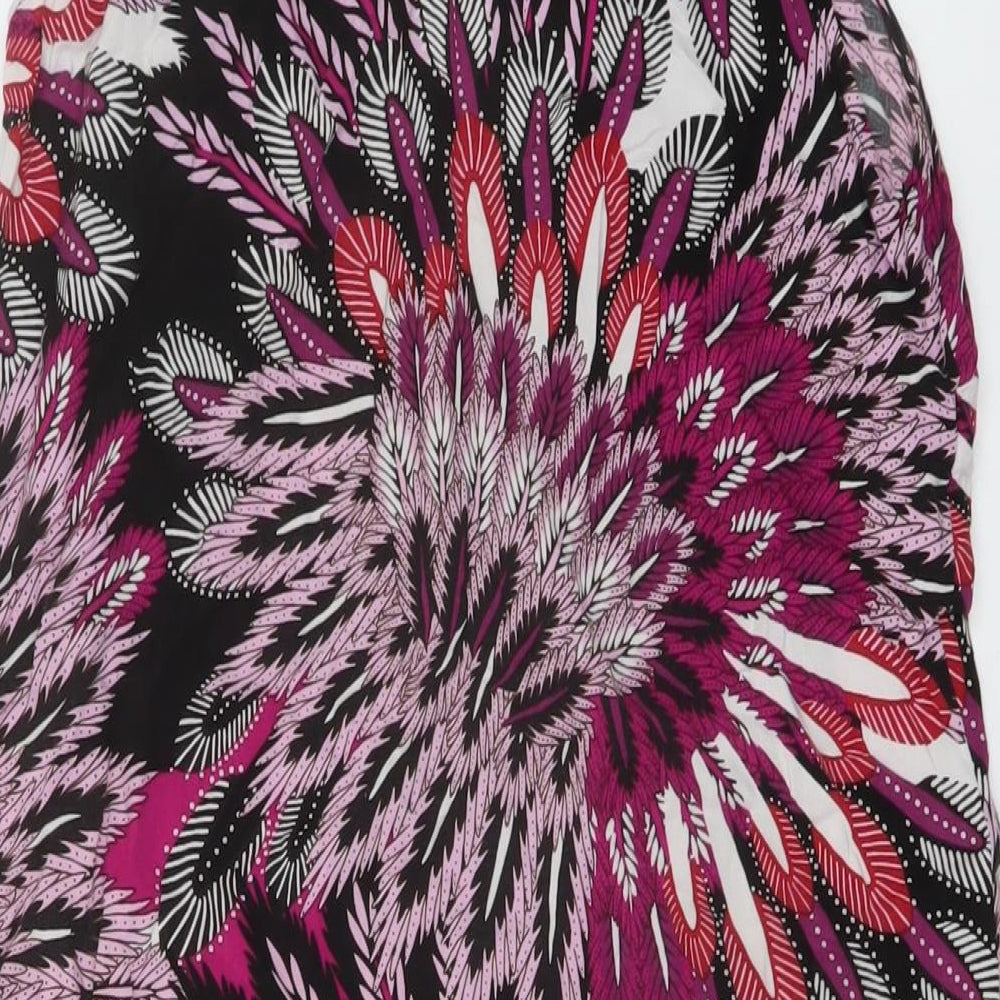 M&Co Womens Multicoloured Geometric Viscose Trapeze & Swing Size 12 Round Neck Pullover