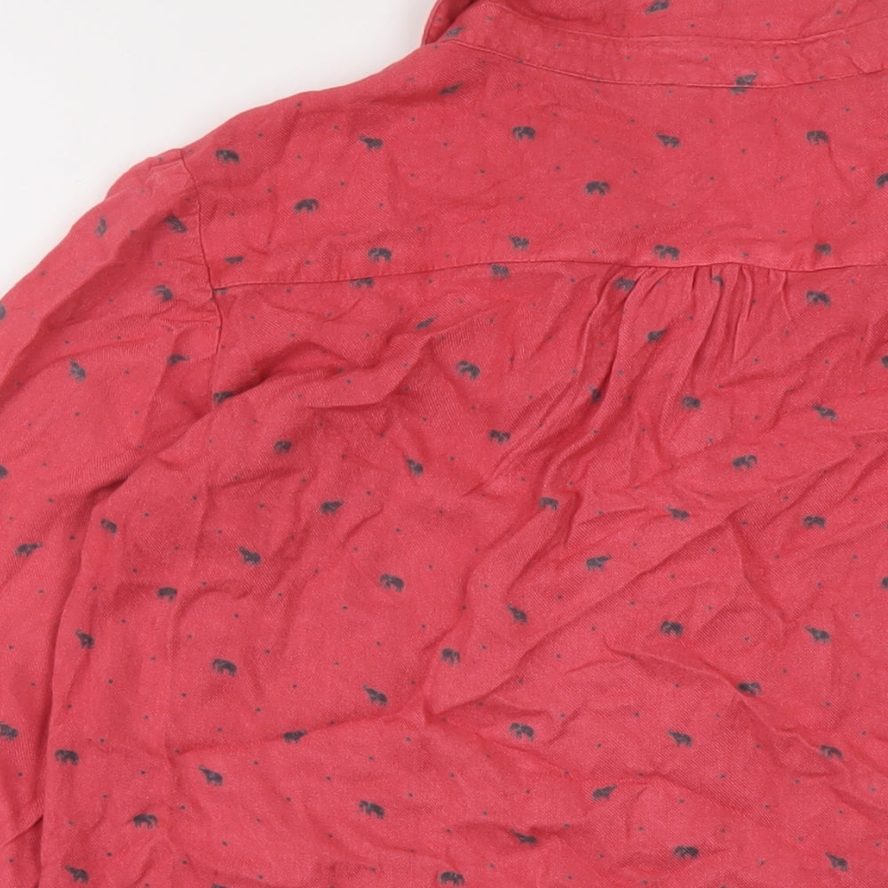 Nomads Womens Pink Geometric Viscose Basic Blouse Size 10 Collared