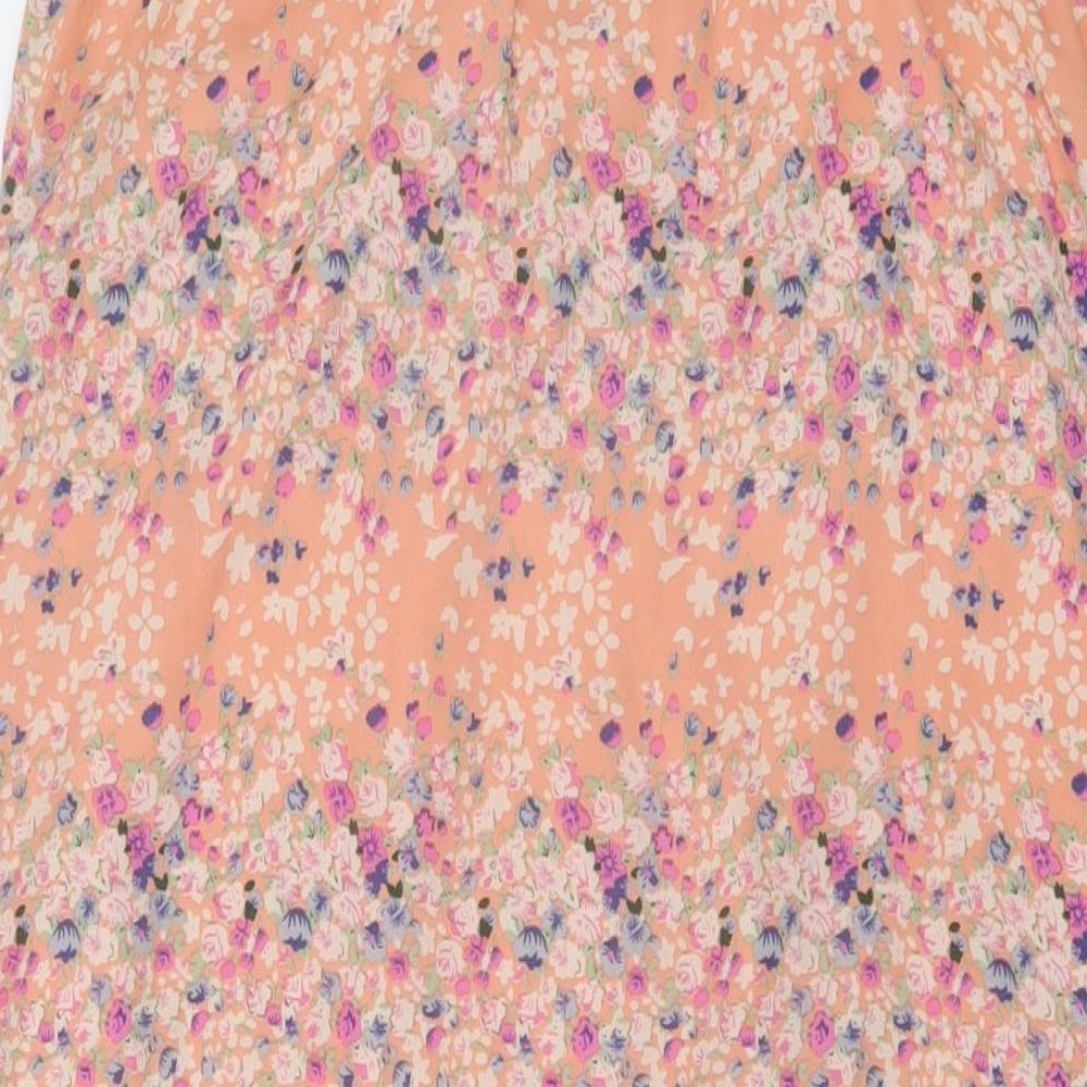 Boohoo Womens Pink Floral Polyester A-Line Size 10 V-Neck Pullover