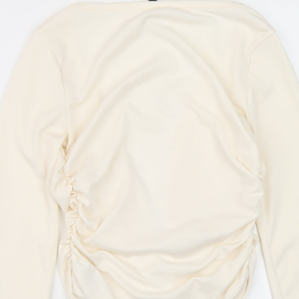 AsYou Womens Ivory Polyester Basic Blouse Size 8 V-Neck