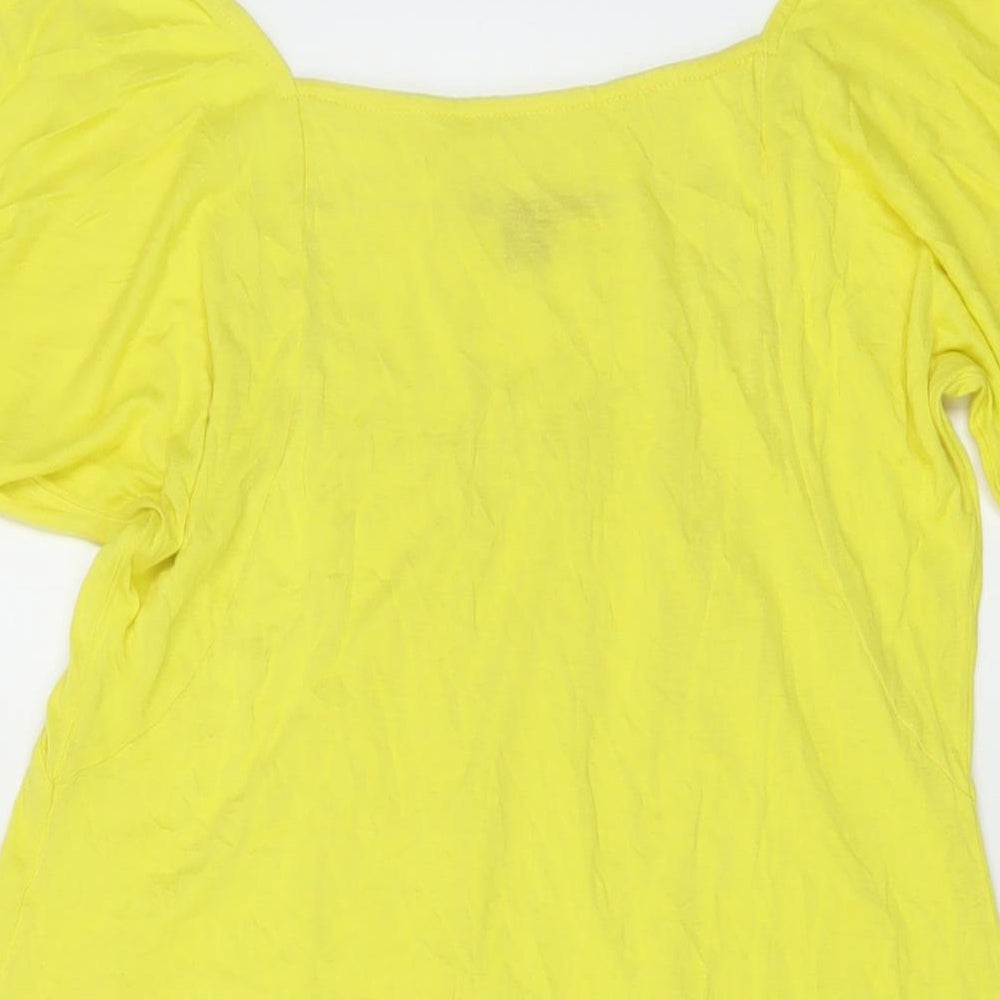 Monsoon Womens Yellow Viscose Basic T-Shirt Size 10 Square Neck
