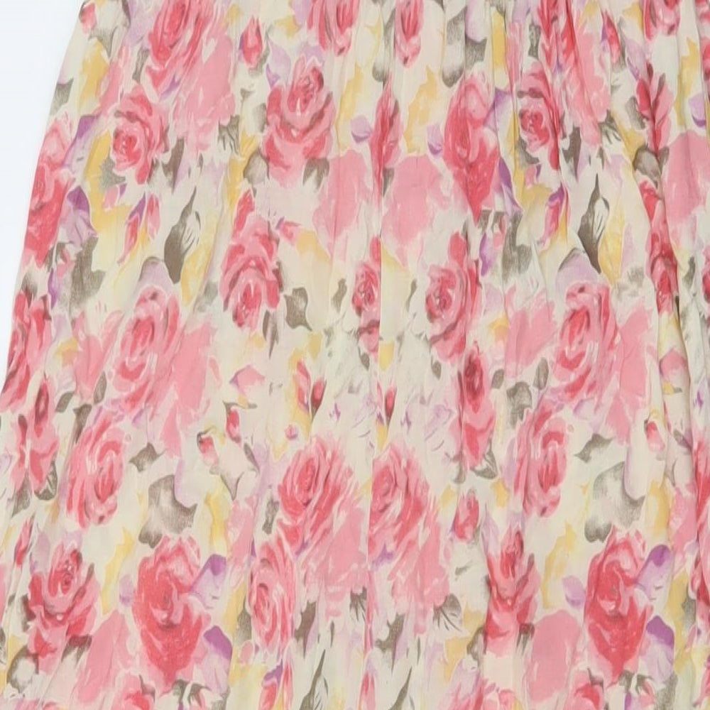 New Look Womens Multicoloured Floral Viscose A-Line Size 10 Square Neck Pullover