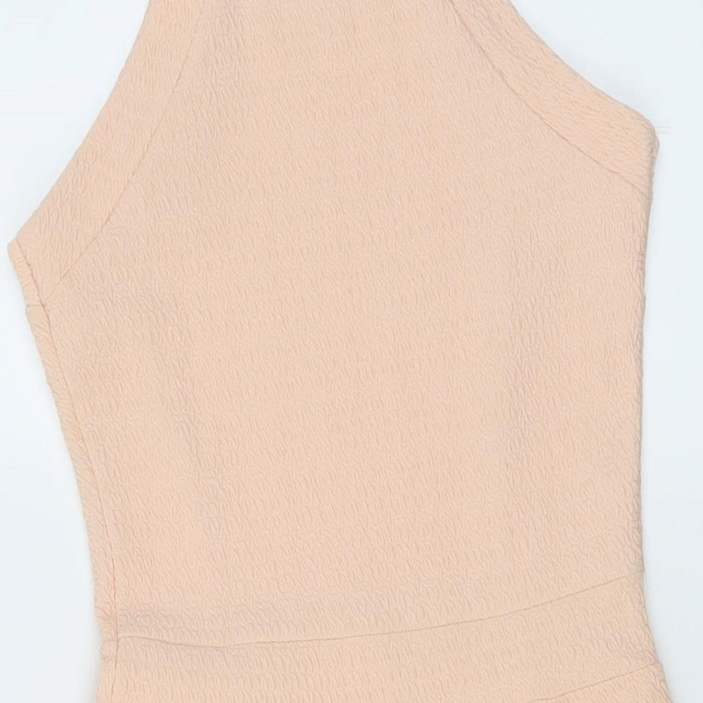 Prague Womens Pink Polyester A-Line Size 8 Round Neck Pullover